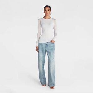KBB by KAHLANA Women's Long Sleeve 'The Layered Sheer Top- White
